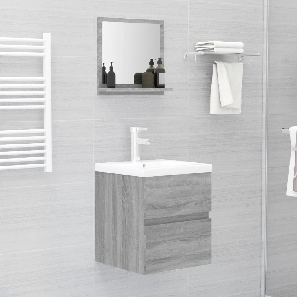 vidaXL Badspiegel Grau Sonoma 40x10,5x37 cm Holzwerkstoff
