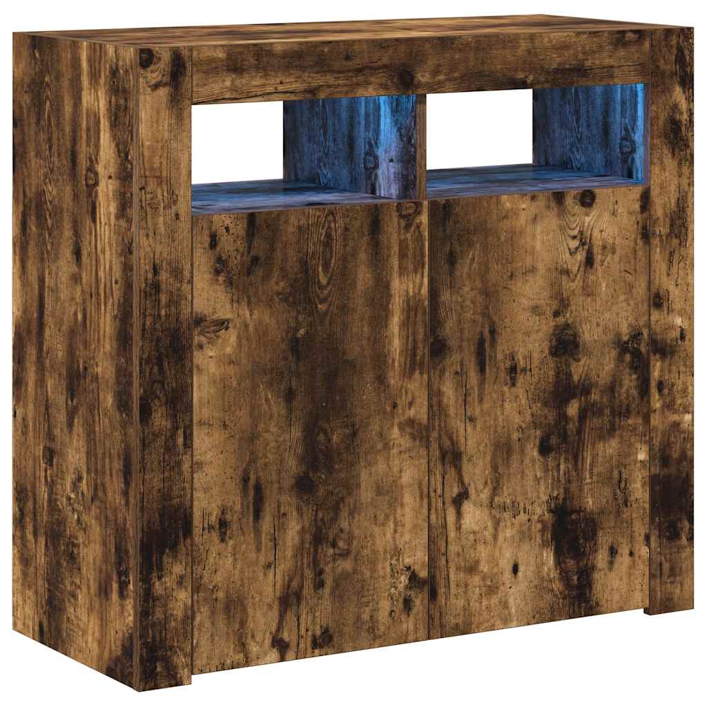 vidaXL Sideboard mit LED-Beleuchtung Räuchereiche 80x35x75 cm