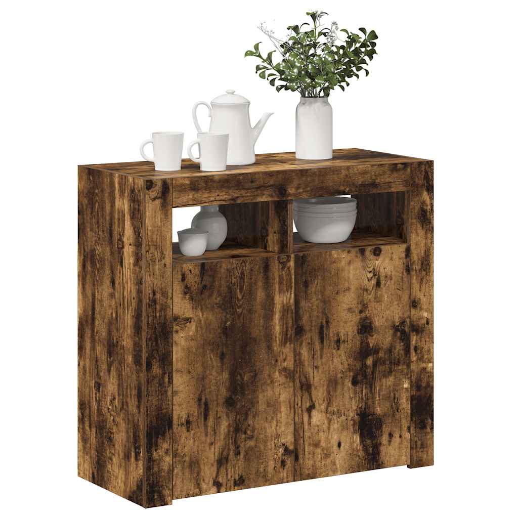 vidaXL Sideboard mit LED-Beleuchtung Räuchereiche 80x35x75 cm