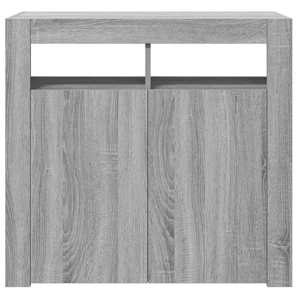 vidaXL Sideboard mit LED-Beleuchtung Grau Sonoma 80x35x75 cm