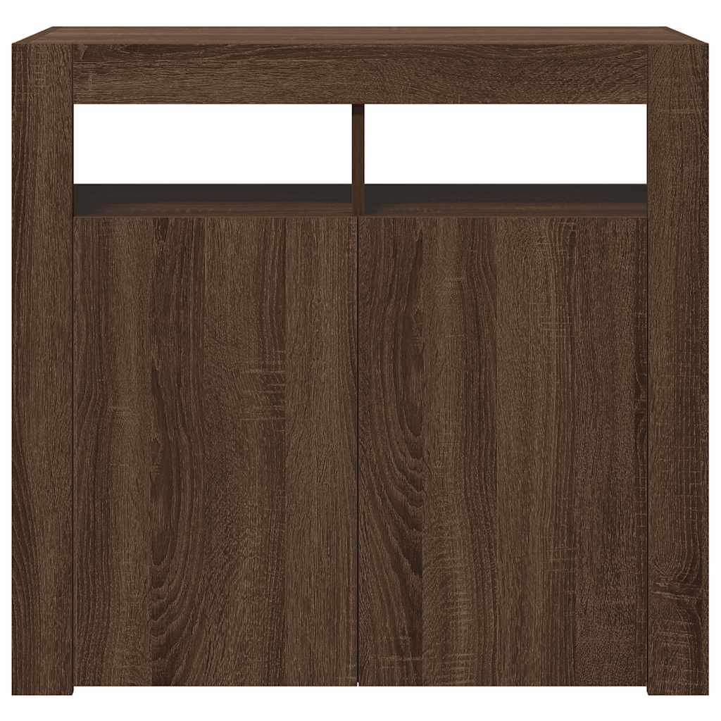 vidaXL Sideboard mit LED-Beleuchtung Braun Eichen-Optik 80x35x75 cm