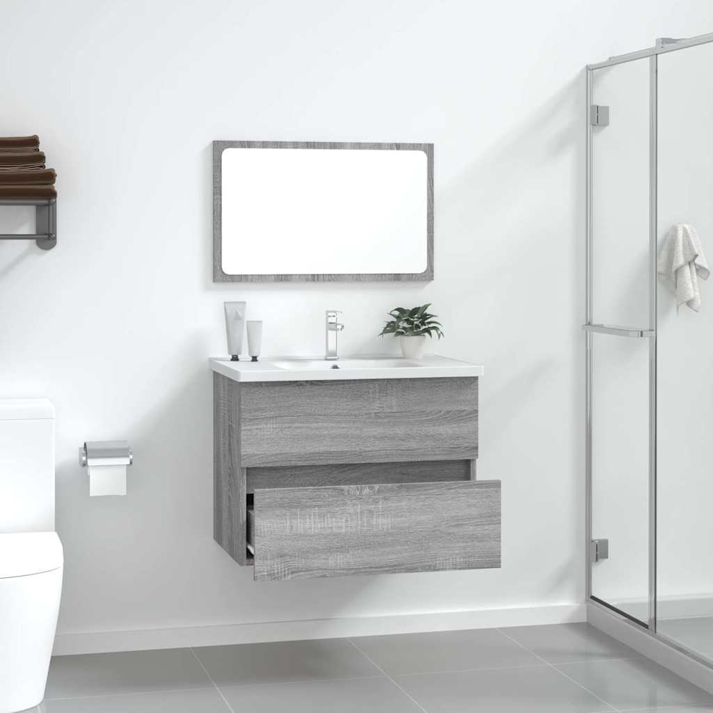 vidaXL 2-tlg. Badmöbel-Set Grau Sonoma Holzwerkstoff