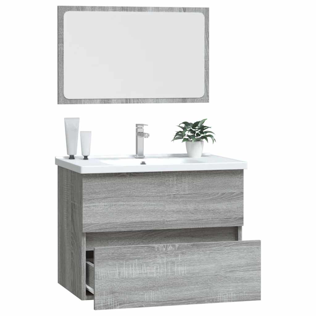 vidaXL 2-tlg. Badmöbel-Set Grau Sonoma Holzwerkstoff
