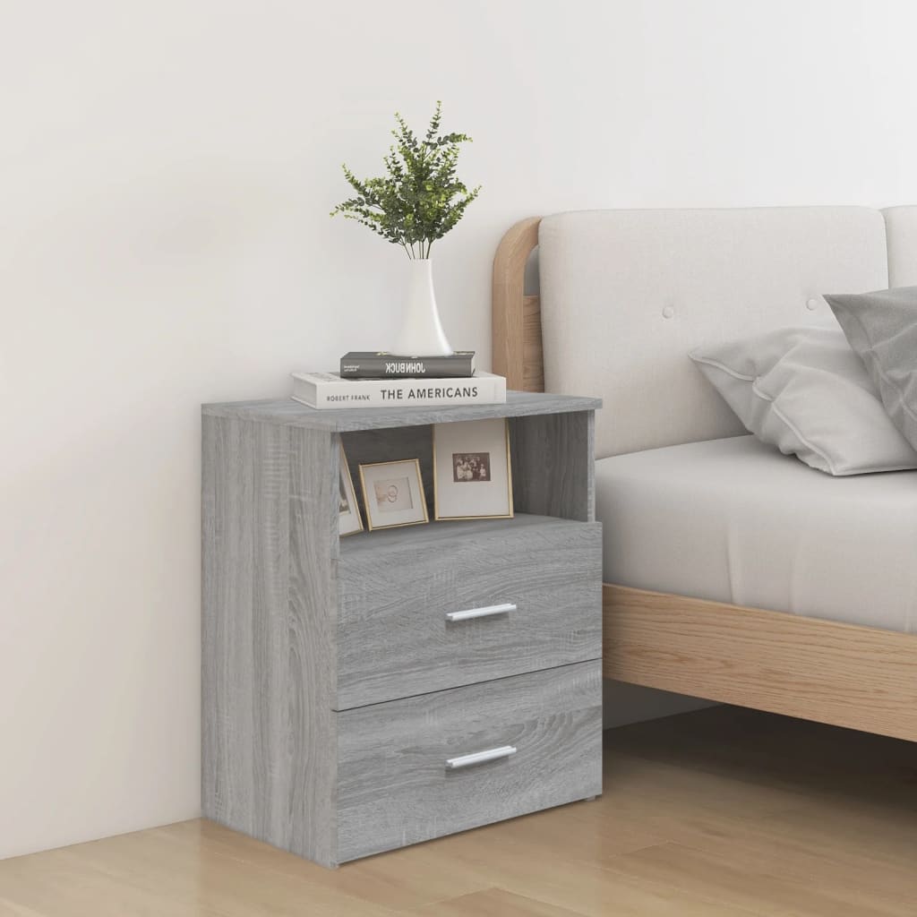 vidaXL Nachttische 2 Stk. Grau Sonoma 50x32x60 cm