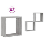 vidaXL Würfelregale 2 Stk. Grau Sonoma 30x15x30 cm
