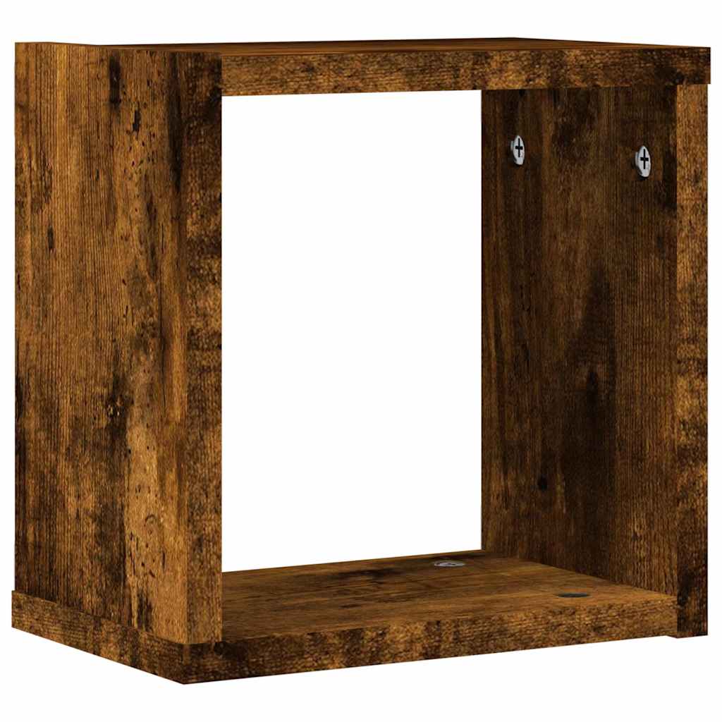 vidaXL Wandregale mit Regal 4 pcs Geräucherte Eiche 26 x 15 x 26 cm