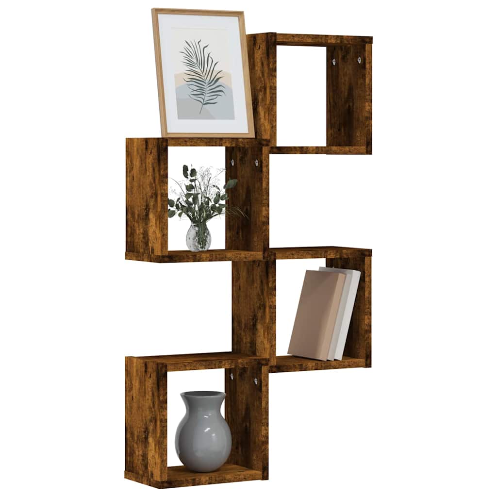 vidaXL Wandregale mit Regal 4 pcs Geräucherte Eiche 26 x 15 x 26 cm