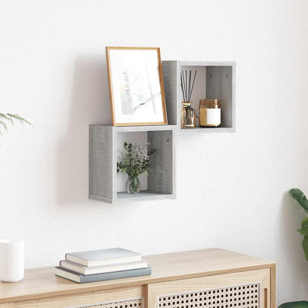 vidaXL Wandregale 2 pcs Graues Sonoma 26 x 15 x 26 cm Holzwerkstoff