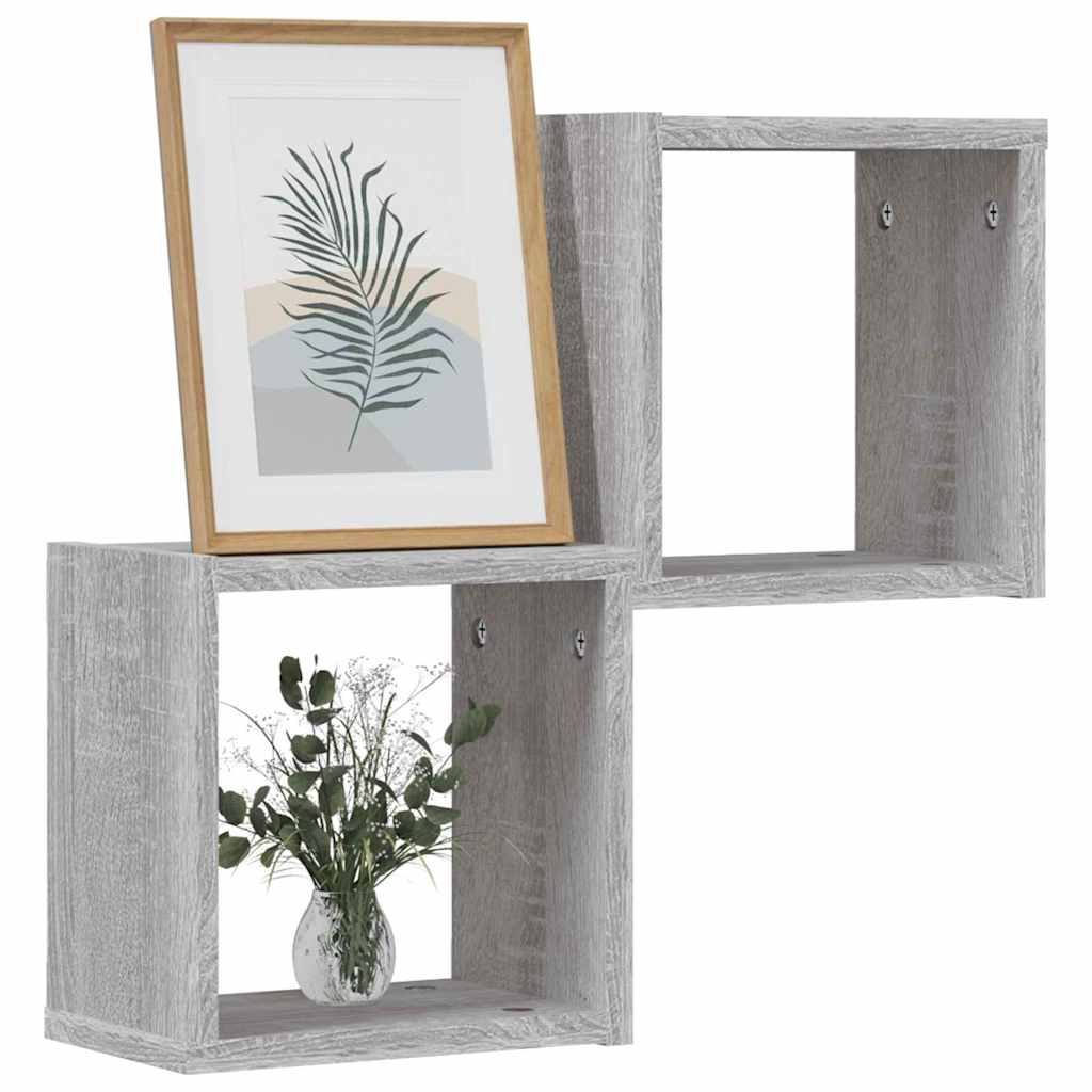 vidaXL Wandregale 2 pcs Graues Sonoma 26 x 15 x 26 cm Holzwerkstoff