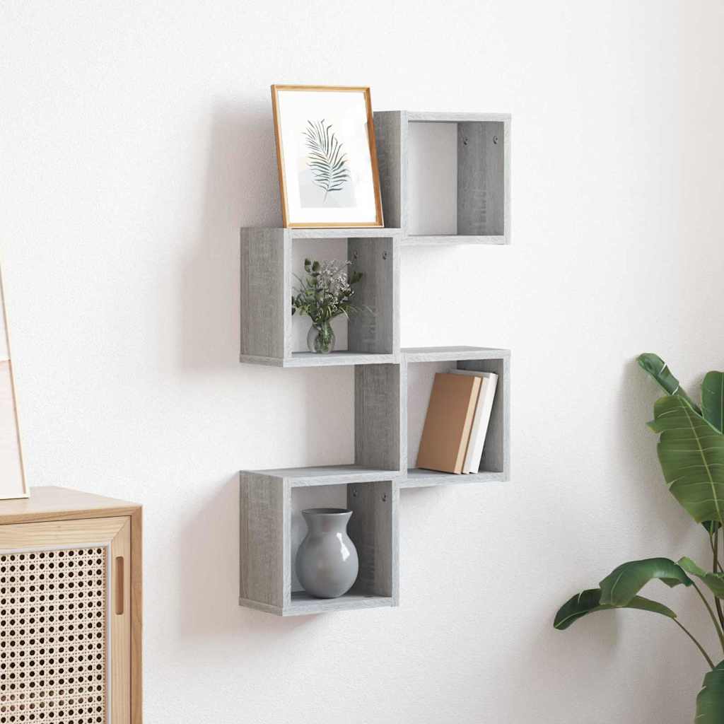 vidaXL Wandregale 4 pcs Graues Sonoma 26 x 15 x 26 cm Holzwerkstoff