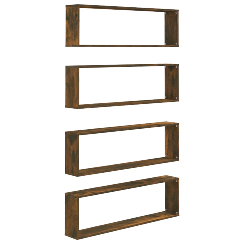 vidaXL Wandregale 4 Stk. Räuchereiche 100x15x30 cm Holzwerkstoff