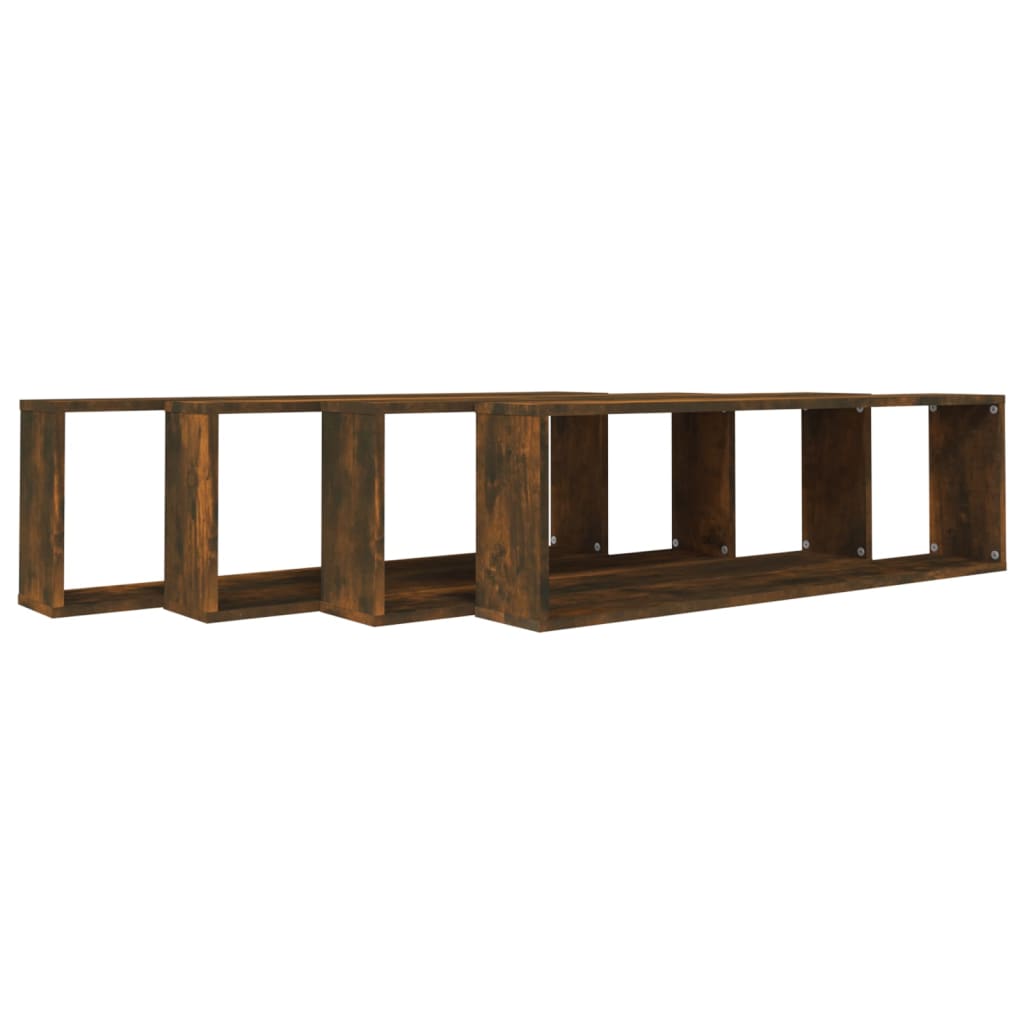 vidaXL Wandregale 4 Stk. Räuchereiche 100x15x30 cm Holzwerkstoff