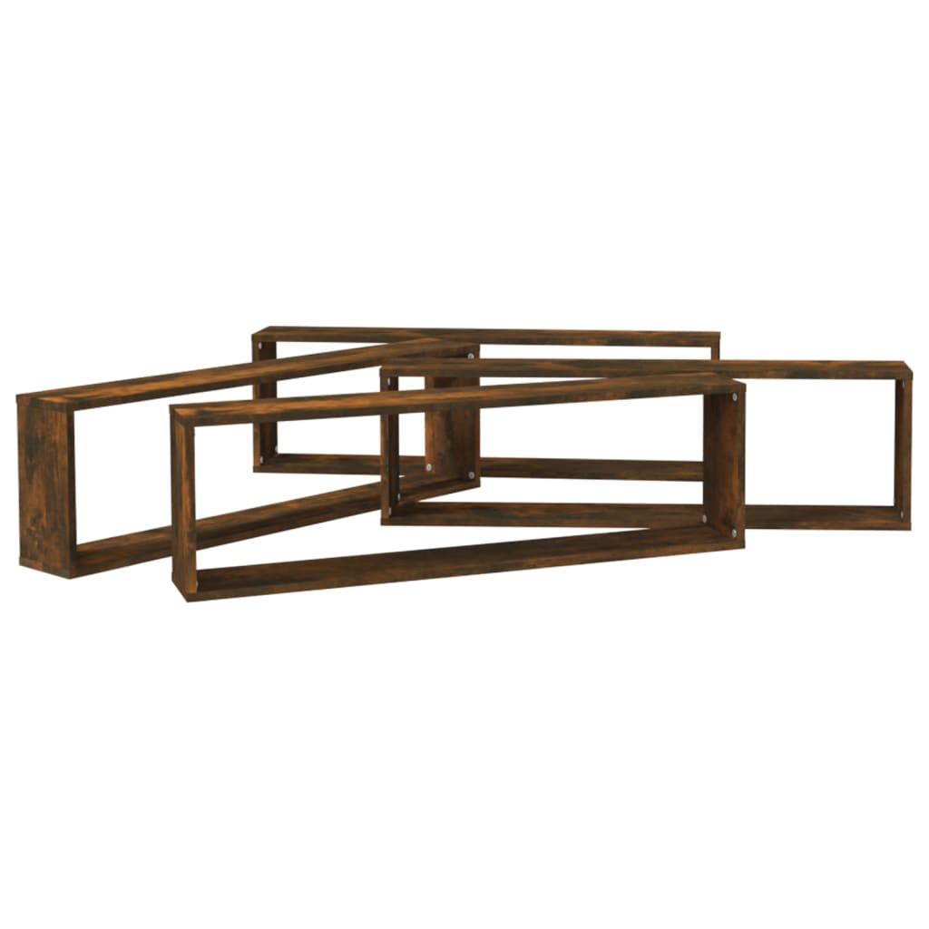 vidaXL Wandregale 4 Stk. Räuchereiche 100x15x30 cm Holzwerkstoff