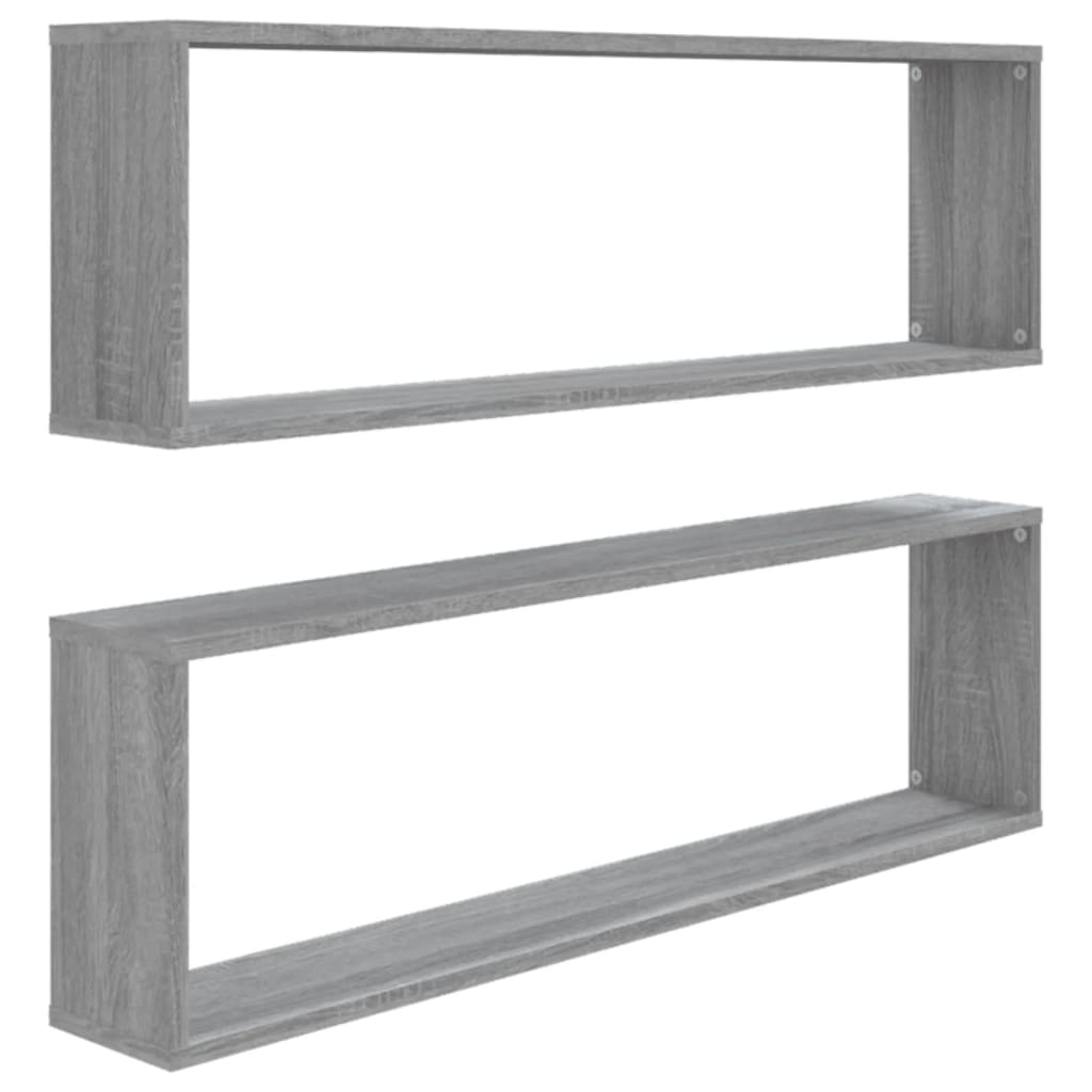 vidaXL Wandregale 2 Stk. Grau Sonoma 100x15x30 cm Holzwerkstoff