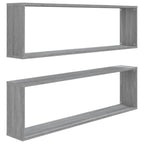 vidaXL Wandregale 2 Stk. Grau Sonoma 100x15x30 cm Holzwerkstoff