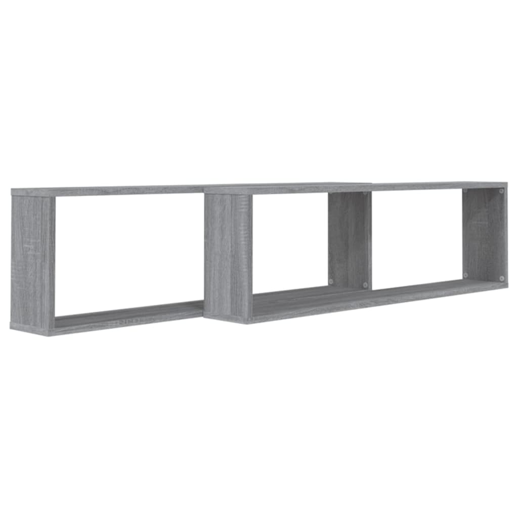 vidaXL Wandregale 2 Stk. Grau Sonoma 100x15x30 cm Holzwerkstoff