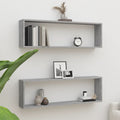 vidaXL Wandregale 2 Stk. Grau Sonoma 100x15x30 cm Holzwerkstoff