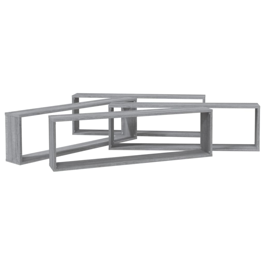 vidaXL Wandregale 4 Stk. Grau Sonoma 100x15x30 cm Holzwerkstoff