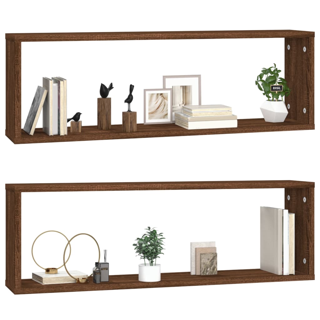 vidaXL Wandregale 2 Stk. Braun Eichen-Optik 80x15x26,5cm Holzwerkstoff