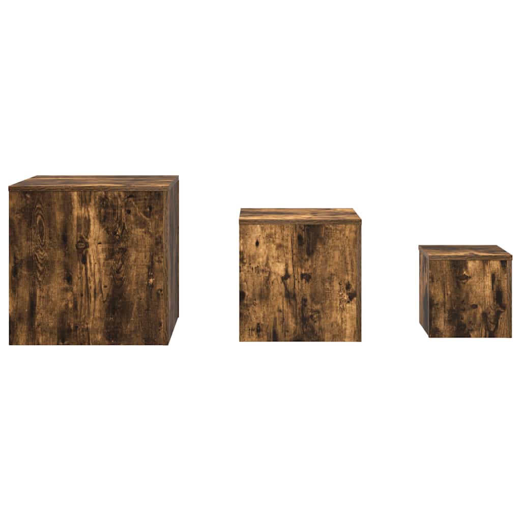 vidaXL Beistelltische 3 Stk. Räuchereiche Holzwerkstoff