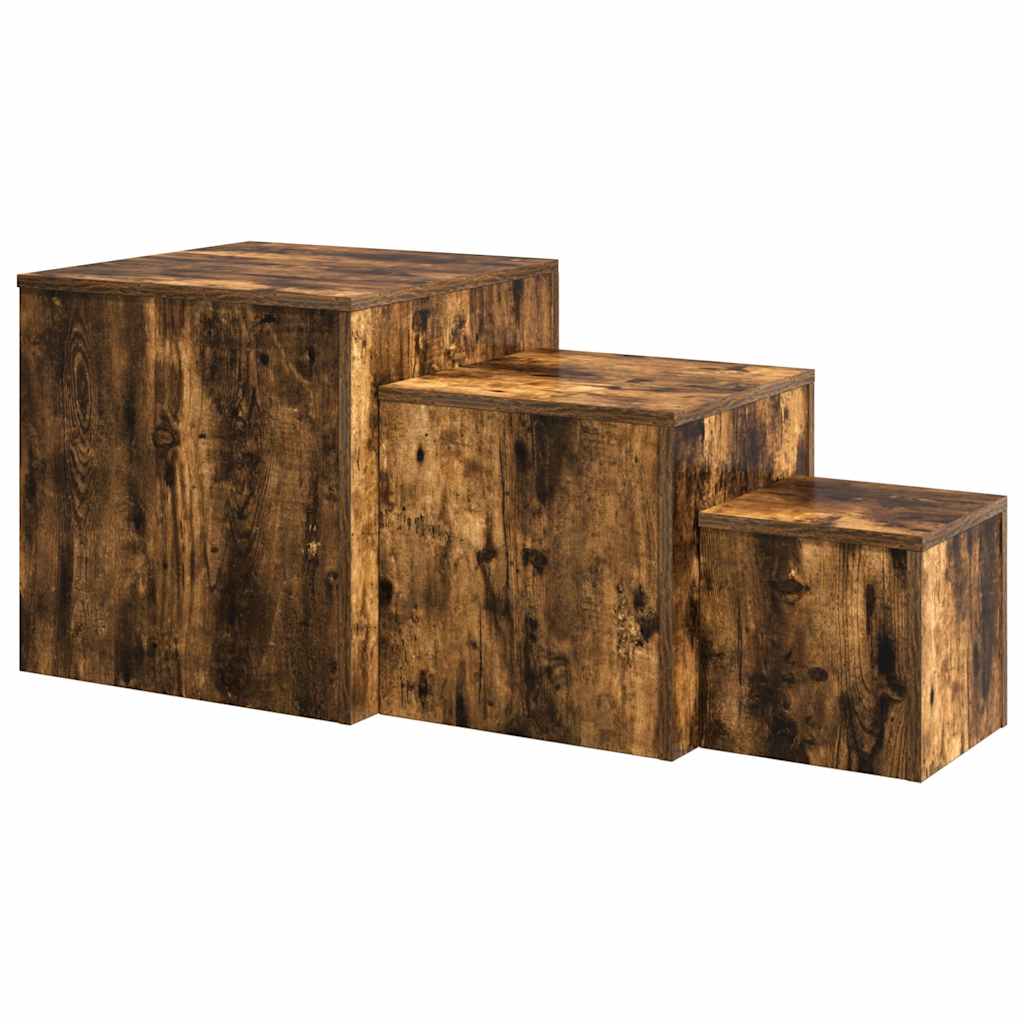 vidaXL Beistelltische 3 Stk. Räuchereiche Holzwerkstoff