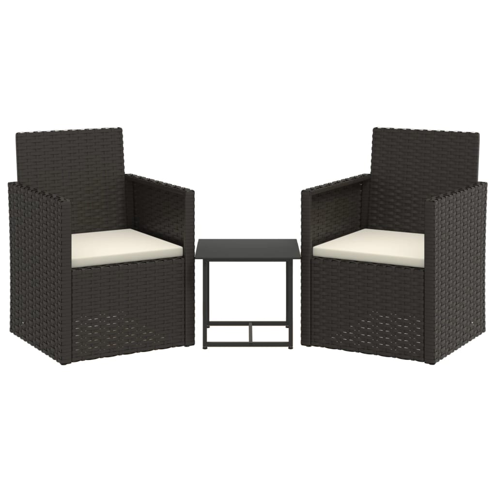 vidaXL 3-tlg. Garten-Sofagarnitur mit Kissen Schwarz Poly Rattan