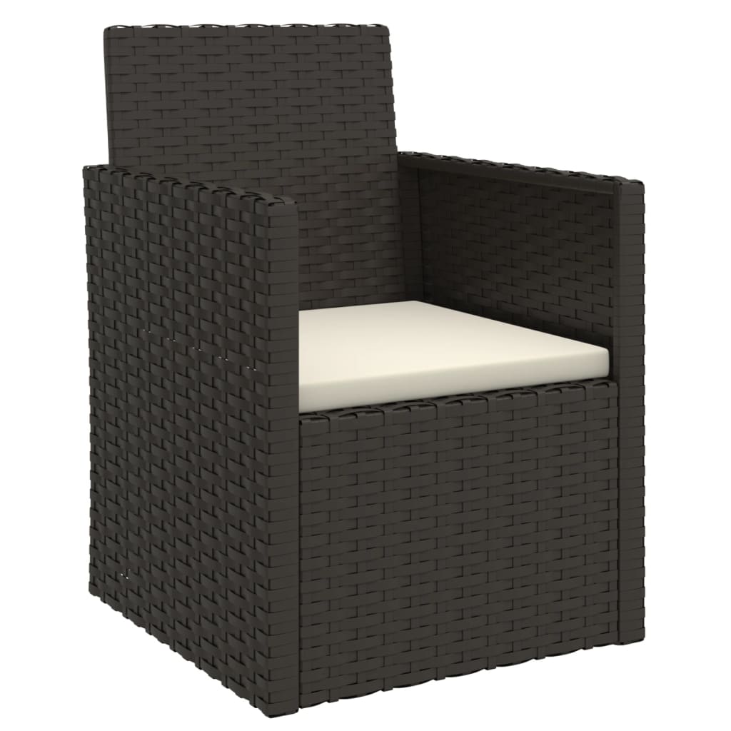 vidaXL 3-tlg. Garten-Sofagarnitur mit Kissen Schwarz Poly Rattan
