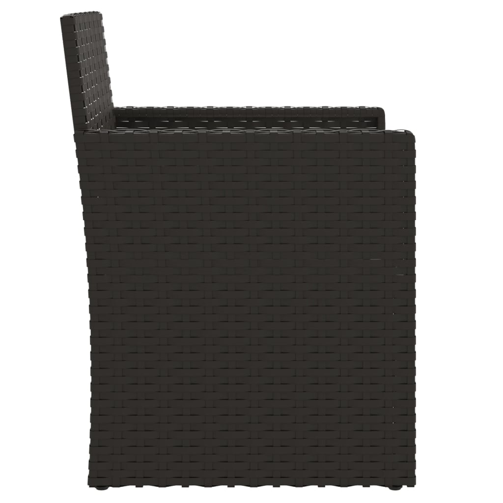vidaXL 3-tlg. Garten-Sofagarnitur mit Kissen Schwarz Poly Rattan