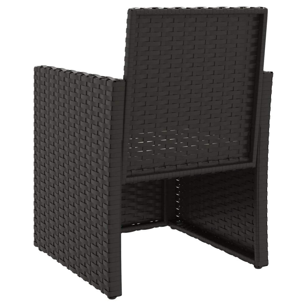 vidaXL 3-tlg. Garten-Sofagarnitur mit Kissen Schwarz Poly Rattan