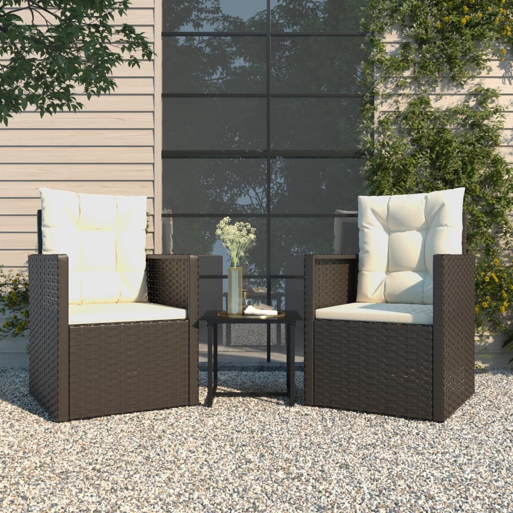 vidaXL 3-tlg. Garten-Lounge-Set mit Kissen Poly Rattan Grau