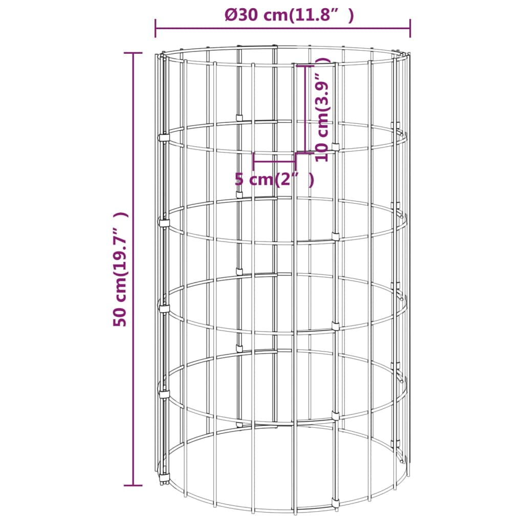 vidaXL Gabionen-Hochbeete 4 Stk. Rund Ø30x50/100/150/200 cm