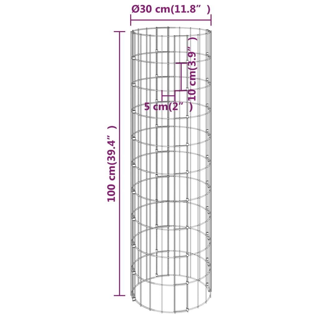 vidaXL Gabionen-Hochbeete 4 Stk. Rund Ø30x50/100/150/200 cm