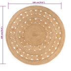 vidaXL Teppich Geflochten Jute 180 cm Rund