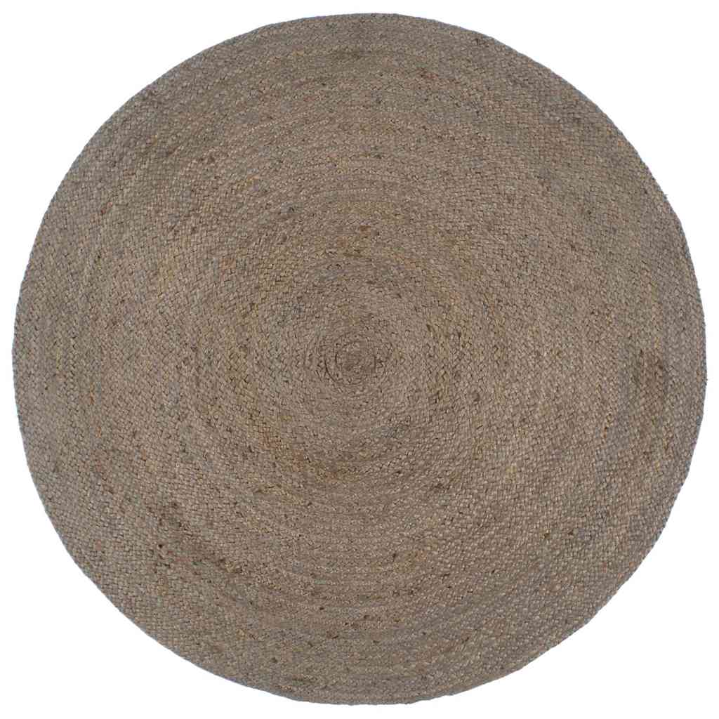 vidaXL Teppich Handgefertigt Jute Rund 180 cm Grau