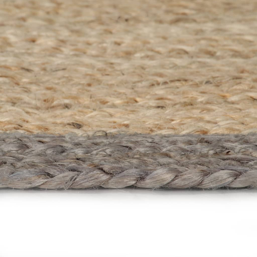 vidaXL Teppich Handgefertigt Jute mit Grauem Rand 180 cm