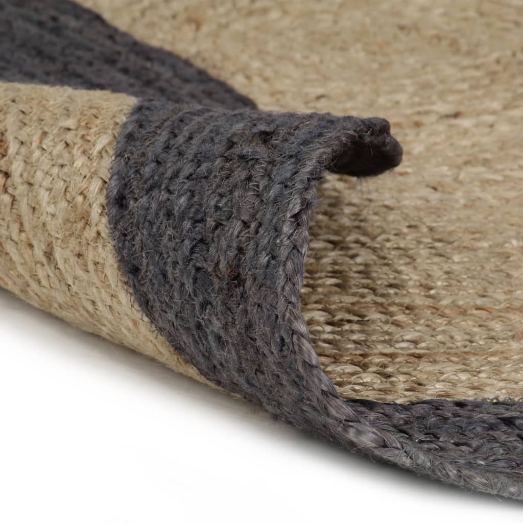 vidaXL Teppich Handgefertigt Jute mit Dunkelgrauem Rand 240 cm