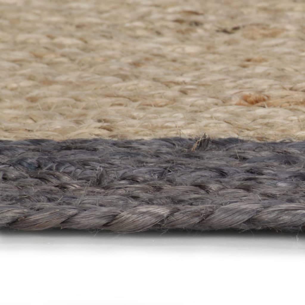 vidaXL Teppich Handgefertigt Jute mit Dunkelgrauem Rand 240 cm