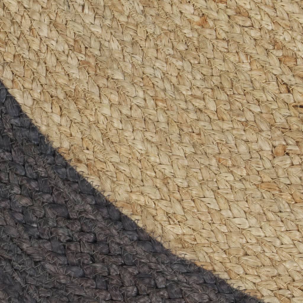 vidaXL Teppich Handgefertigt Jute mit Dunkelgrauem Rand 240 cm