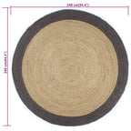 vidaXL Teppich Handgefertigt Jute mit Dunkelgrauem Rand 240 cm
