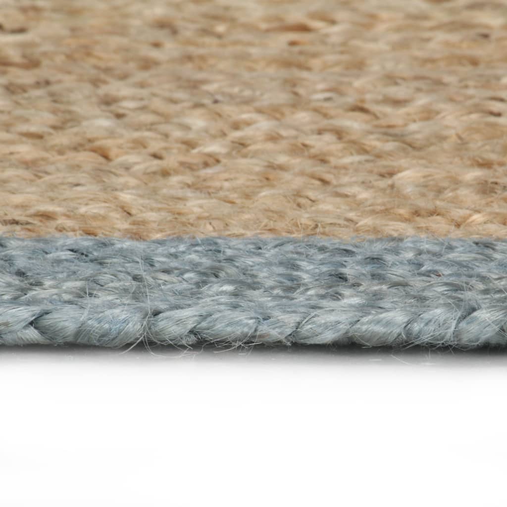 vidaXL Teppich Handgefertigt Jute mit Olivgrünem Rand 210 cm