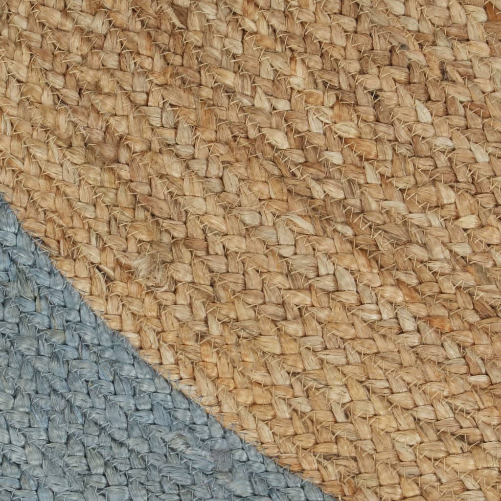vidaXL Teppich Handgefertigt Jute mit Olivgrünem Rand 210 cm