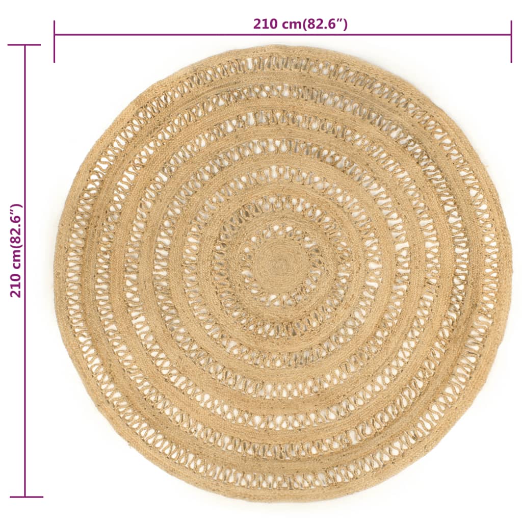 vidaXL Teppich Handgefertigt Geflochten Jute 210 cm