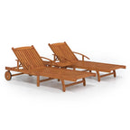 vidaXL Sonnenliegen 2 Stk. mit Tisch Massivholz Akazie