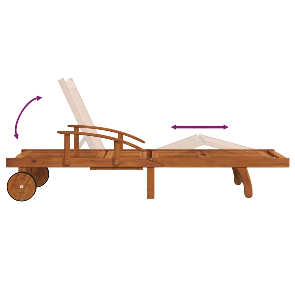 vidaXL Sonnenliegen 2 Stk. mit Tisch Massivholz Akazie