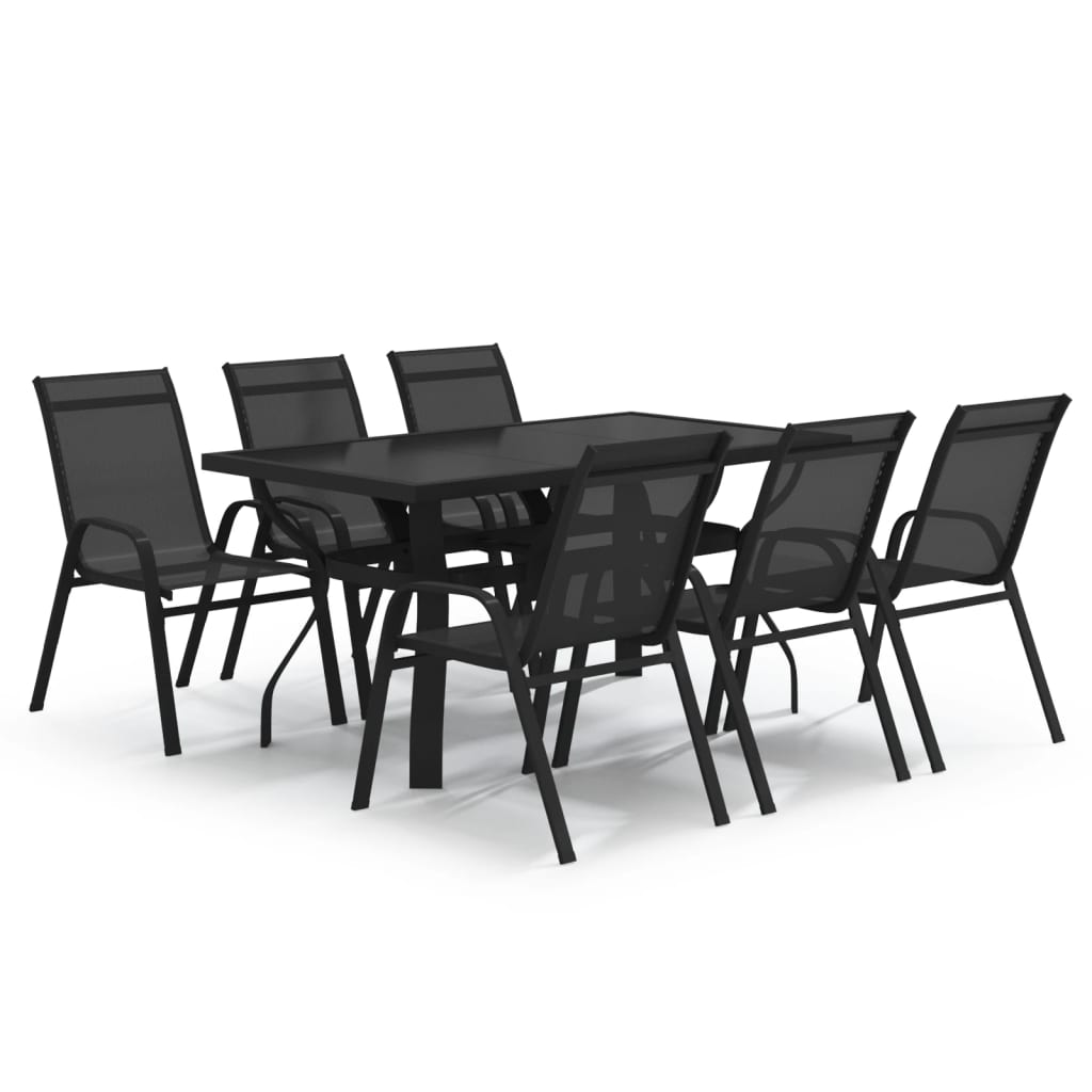 vidaXL 7-tlg. Garten-Essgruppe Schwarz