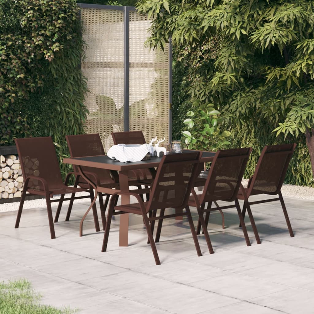 vidaXL 7-tlg. Garten-Essgruppe Braun und Schwarz