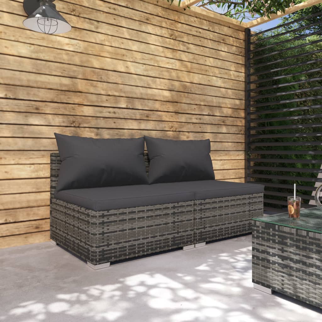 vidaXL 2-tlg. Garten-Lounge-Set mit Kissen Poly Rattan Schwarz