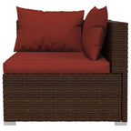 vidaXL 4-tlg. Garten-Lounge-Set mit Auflagen Poly Rattan Braun
