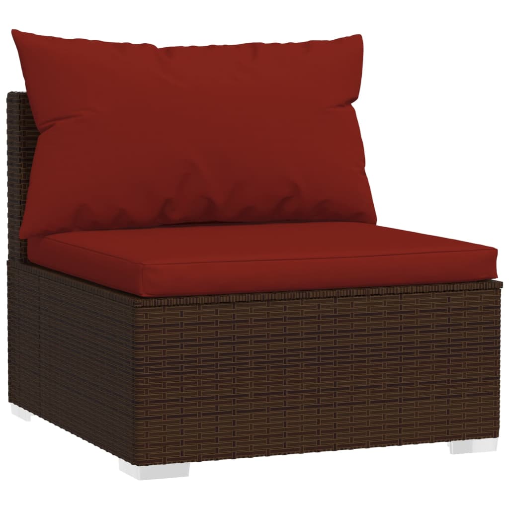 vidaXL 4-tlg. Garten-Lounge-Set mit Auflagen Poly Rattan Braun