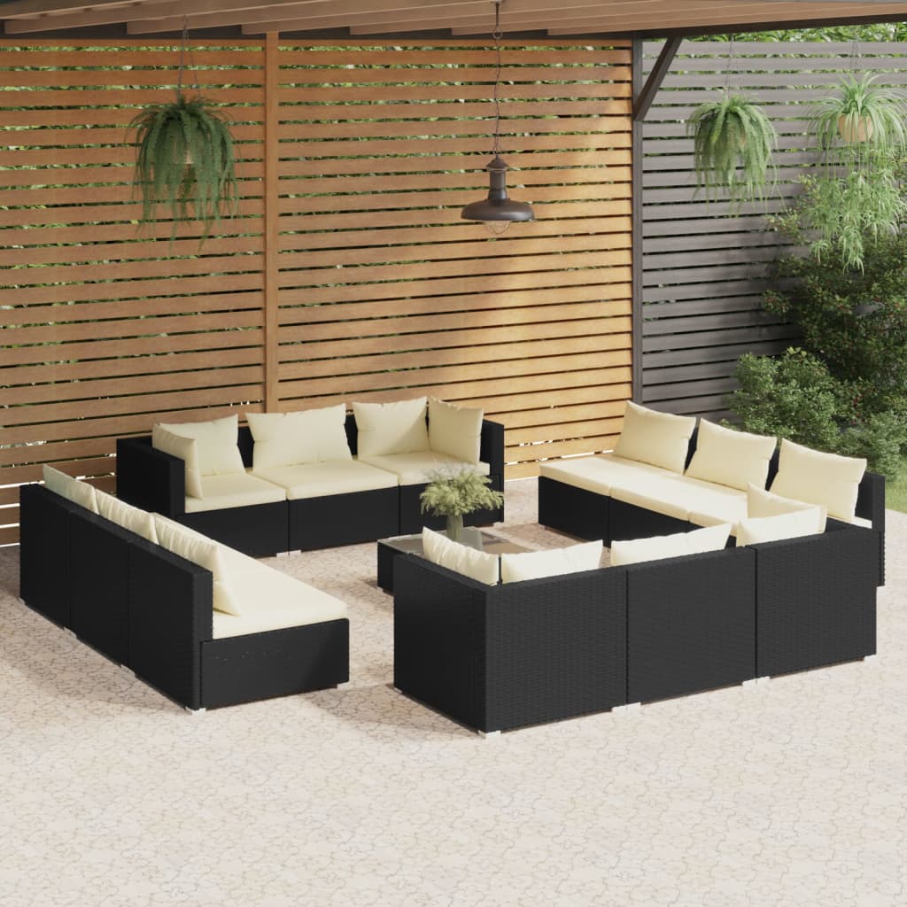 vidaXL 13-tlg. Garten-Lounge-Set mit Kissen Poly Rattan Dunkelgrau